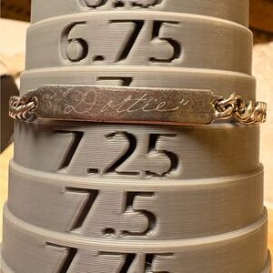 ID Bracelet Women 7 Silver Tone Engraved Dottie Curb Chain Vintage
